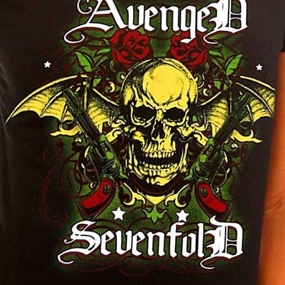 Avenged Sevenfold A7X Bat Guns Logo metal rock Girls T-Shirt M NWT - Picture 2 of 2